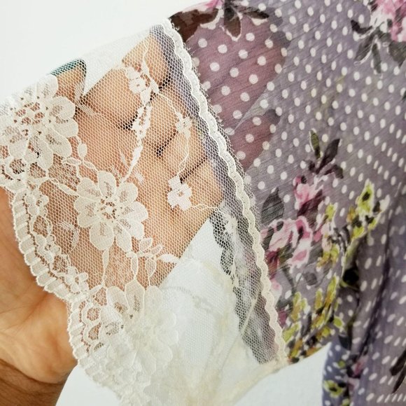 Boho Floral Polka Dot Lace Cardigan - Picture 4 of 10